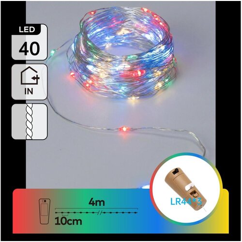 Aigostar LED Dekorativni lanac sa čepom za fla&amp;scaron;u 40xLED/3xLR44 4m vi&amp;scaron;ebojno Slike