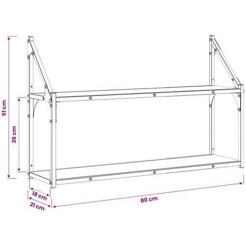  Polica na zidu Zidna montaža Crni hrast 80 x 21 x 51 cm Slike