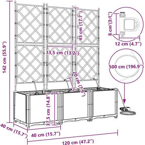  Vrtna saksija 3 pcs Sivi 120 x 40 x 142 cm Plastika Slike
