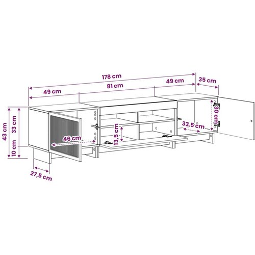  5-dijelni LED TV ormarić Crna Konstruirano drvo - Crna 81 cm Slike