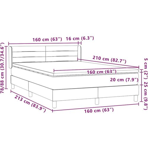Box spring krevet s madracem crni 160x210 cm bar&amp;scaron;unasti Slike