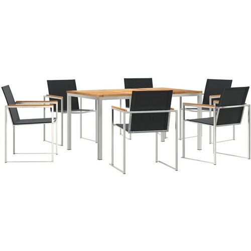 vidaXL 7-dijelni set za objedovanje u vrtu od čvrste tikovine, vanjski stol za objedovanje 150x90x75 cm od čvrste tikovine Cene