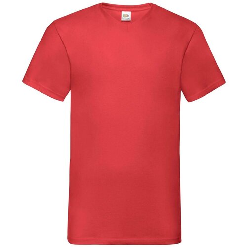 Fruit Of The Loom Men's Red T-shirt Valueweight V-Neck Cene