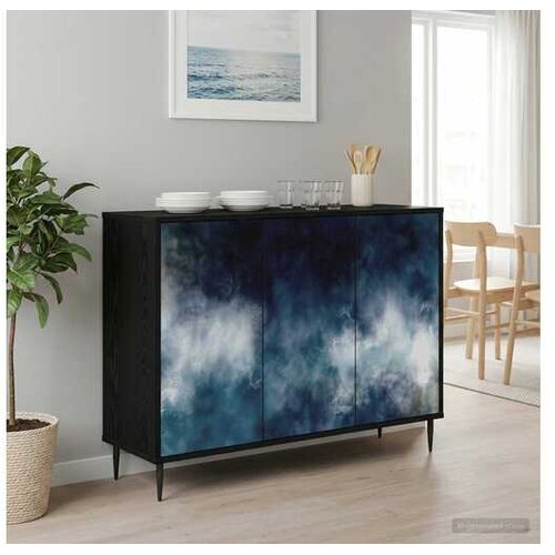 vidaXL Kreveta RAALTE Crni hrast 102 x 33 x 76 cm Konstruirano drvo - Plavi mramorni uzorak Cijene