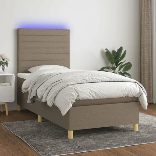  Box spring postelja z vzmetnico LED taupe 90x200 cm blago, (20896111)