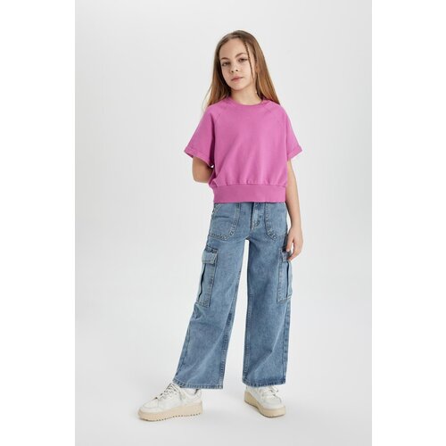 Girls Cargo Fit Wide Leg Jeans Slike