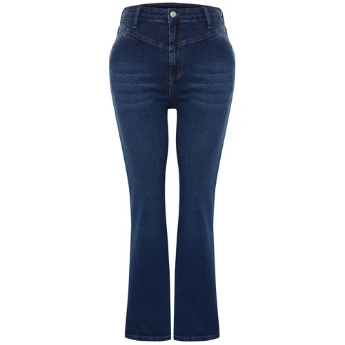 Trendyol Curve Blue Stitch Detail Flare Fit Denim Jeans