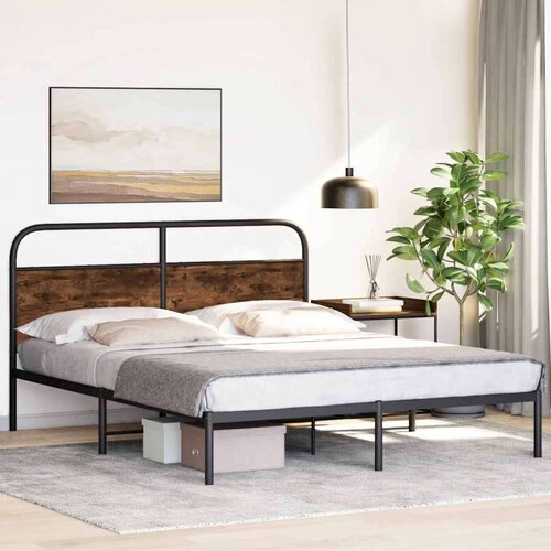 VidaXL Okvir kreveta bez madraca dimljena boja hrasta 150x200cm drveni Slike