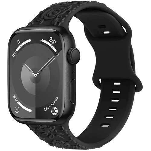 INF Silikonski pa&scaron;ček z 3D vrtnico za Apple Watch Black 22 mm, (21685899) Cene