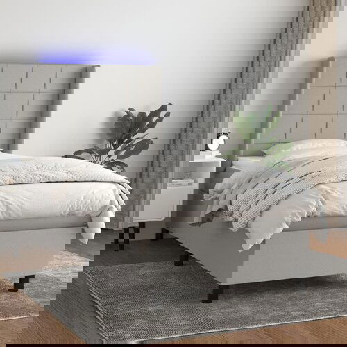 The Living Store Box spring postelja z vzmetnico LED svetlo siva 90x200 cm blago - Box Spring Postelja, (21515193) Slike