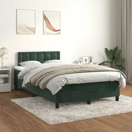 Box spring postelja z vzmetnico temno zelena 120x200 cm žamet, (20901295)
