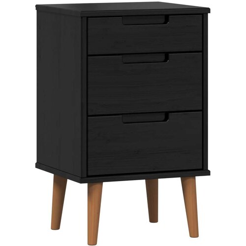  Noćni ormar s ladicama Crna 40 x 35 x 65 cm Masivna borovina - Crna Slike