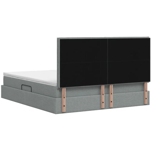  Krevet s od storage s pohranom Svjetlosiva 200 x 200 cm Tkanina - Svjetlosiva 200 x 200 cm Dizajn linija Slike