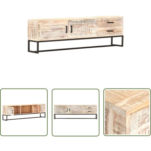 The Living Store TV omarica bela 140x30x45 cm trden akacijev les - TV Omarica, (21738303) Cene