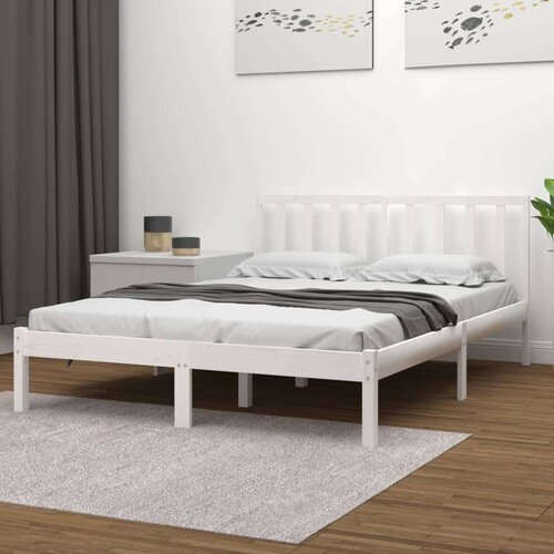  Posteljni okvir bel iz trdne borovine 200x200 cm, (20648255) Slike