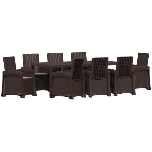  Vrtni set za objed 9 kom. Smeđa i svjetlosiva PP 200 cm Slike