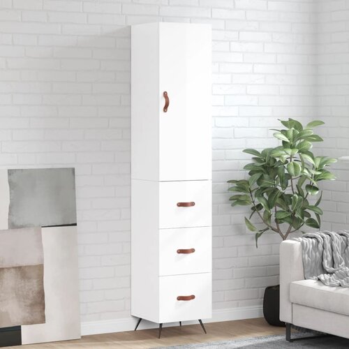 vidaXL Visoka omara visok sijaj bela 34,5x34x180 cm inženirski les Cene
