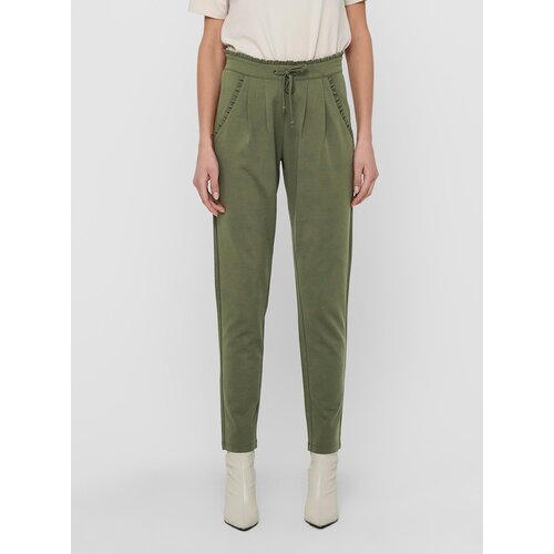 JDY Green Shortened Trousers with Tie Catia - Women Cene