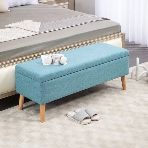  Klupa za odlaganje do 220 kg izgled lana 110x39x45 cm plava Slike