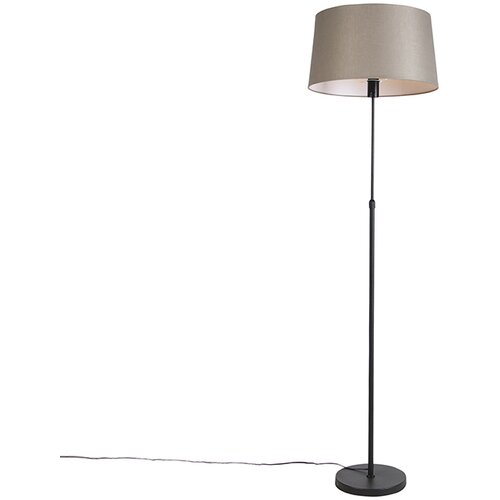 QAZQA Stoječa svetilka črna s taupe lanenim senčilom nastavljiv 45 cm - Parte Cene