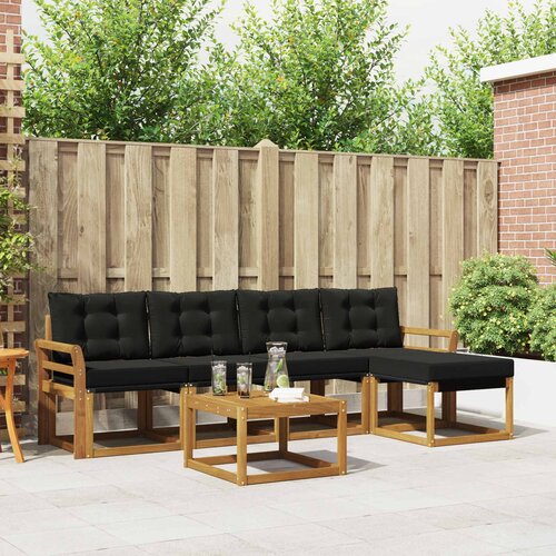 Set vanjskih sofa 6 kom. Prirodna i crna Cene