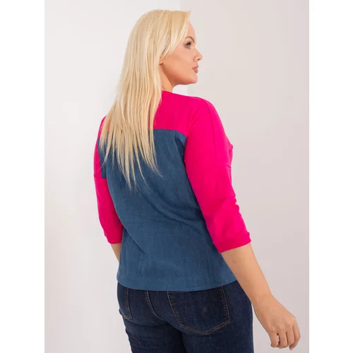 Fashion Hunters Plus size fuchsia blouse with 3/4 sleeves