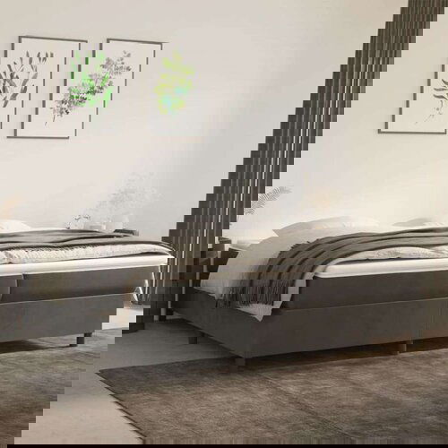  Box spring postelja z vzmetnico temno siva 200x200 cm žamet, (20725219) Slike