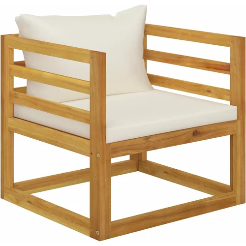 vidaXL Vrtna stolica od masivnog bagremovog drva s krem jastucima