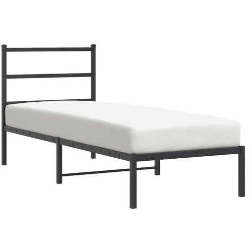 Maison Chic Kovinski Posteljni okvir - Enojna postelja - Postelja za odrasle z vzglavjem črn 75x190 cm, (21694589) Cene