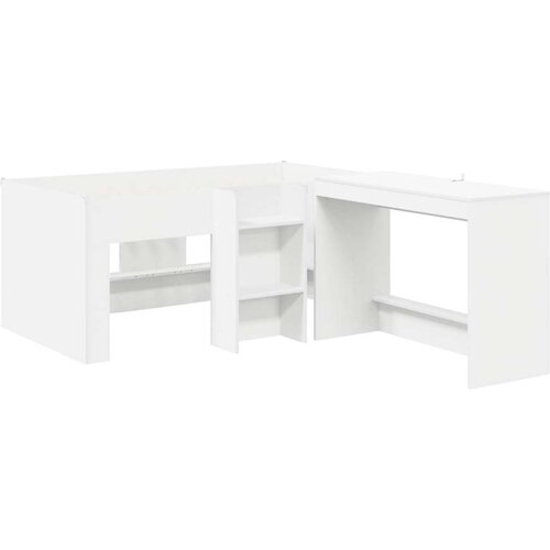  Krevet za djecu s visokim okvirom i stolom Bijela 80 x 160 cm - Bijela Slike