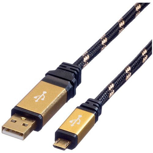 Roline USB kabel USB 2.0 USB-A vtič\, USB-mikro-B vtič 1.80 m črna\, zlata za&scaron;čiten 11.02.8826, (20417297) Cene