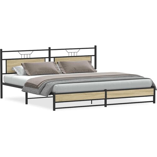 Maison Chic Kovinski Posteljni okvir - Dvoposteljna postelja - Zakonska postelja brez vzmetnice sonoma hrast 200x200 cm-J50, (21766153) Cene