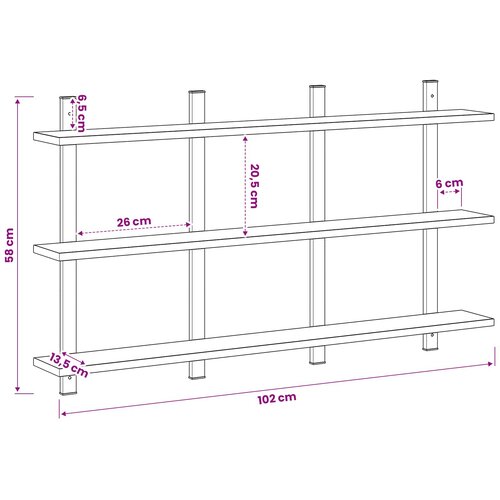  Polica na zidu Staro drvo 102 x 13.5 x 58 cm Konstruirano drvo Slike