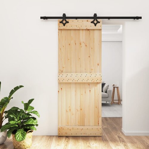 vidaXL Drsna vrata s kompletom vodil 80x210 cm trdna borovina Cene