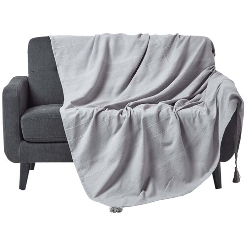 HOMESCAPES Bombažna odeja Rajput Ribbed Silver Grey, 225x255 cm, (20749768) Cene