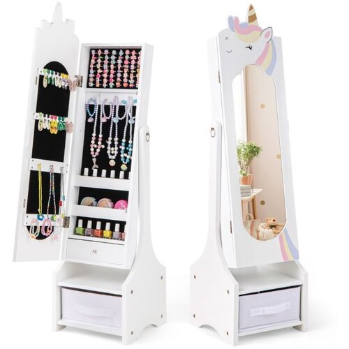 Malčki Otro&amp;scaron;ka omarica za nakit z ogledalom, bela Slike