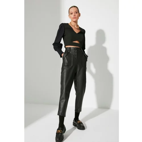 Trendyol Limited Edition Black Front Buttoned Trousers