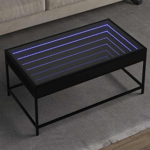  Stolić za kavu s beskonačnim LED svjetlima crni 90x50x41 cm Cene