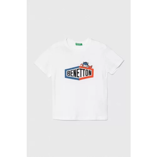 United Colors Of Benetton Otroška bombažna kratka majica bela barva