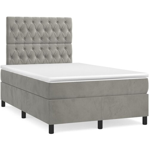 VidaXL Krevet box spring s madracem LED svjetlosivi 120x190 cm tkanina Slike
