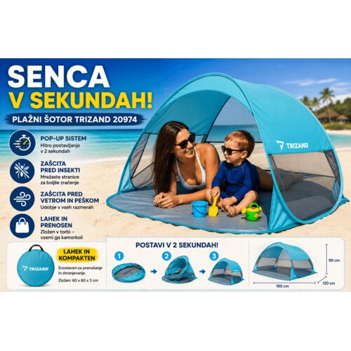  Plažni &amp;scaron;otor 190x120x90 cm &amp;ndash; pop-up, zračne mreže in proti komarjem, lahek in prenosljiv Slike