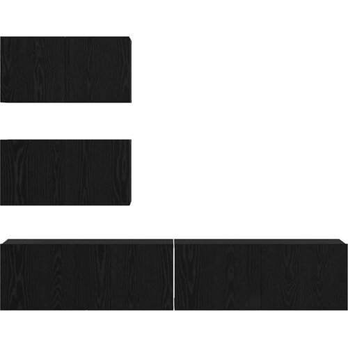  Set TV komoda 4 kom. Crni hrast Konstruirano drvo Crna 80 x 30 x 30 cm Slike