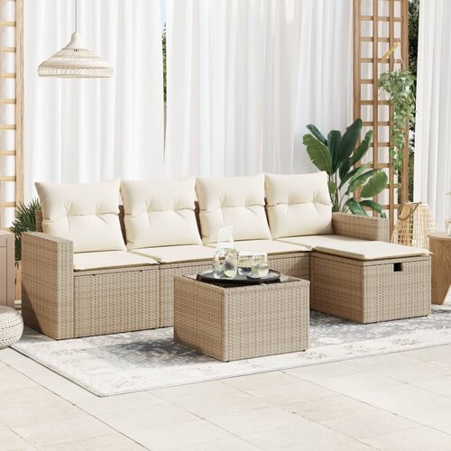 vidaXL 6-dijelni set vrtnih sofa s jastucima bež od poliratana Cijene