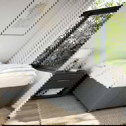 VidaXL Posteljni okvir temno siv 90x190 cm blago Slike