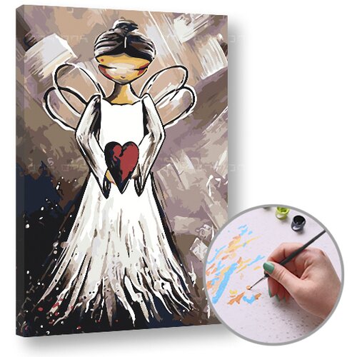Artmie Slikanje po številkah ANGEL S SRCEM - Level Medium 60x40 cm | 60x40 cm - without frame Cene