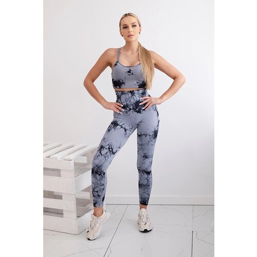 Kesi Women&amp;#039;s Fitness Set Top + Push Up Leggings - Grey/Black Slike
