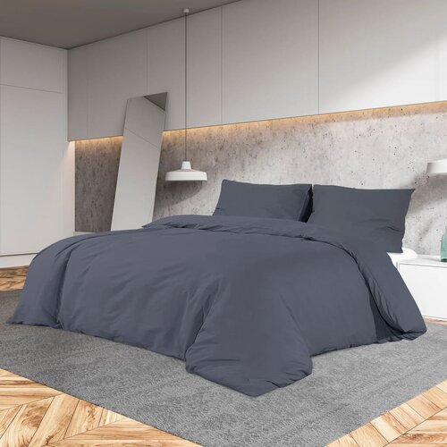  Set posteljine za poplun antracit 200x200 cm pamučni Cene
