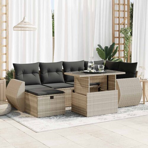 VidaXL 7-dijelni set vrtnih sofa svjetlosivi od poliratana Slike