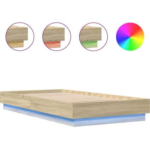  Okvir kreveta s LED svjetlima boja hrasta sonome 90 x 190 cm Slike