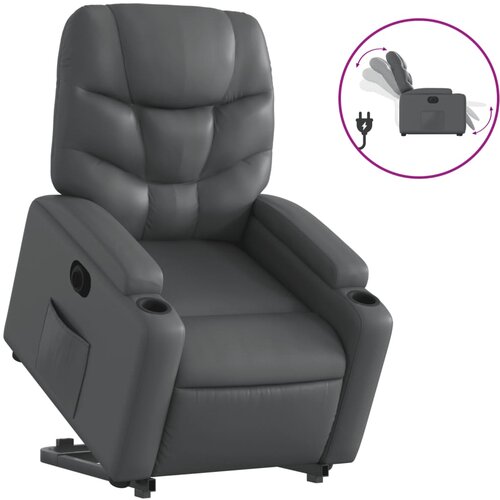 Maison Chic Električni naslanjač - Relax naslanjač s funkcijo vstajanja sivo umetno usnje, (22061648) Slike